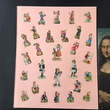 Planches 28 Chromos Anciens Personnages XIXè Découpis Gaufré Victorian Scrap