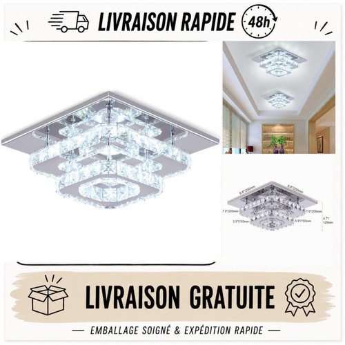 Plafonnier led carré cristal - plafonnier,