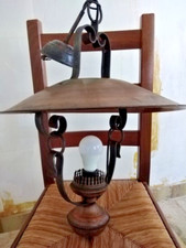 Lustre cuivre campagne vintage - sur fer forgé noir