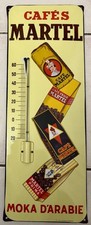 Plaque émaillée thermomètre cafés Martel Argenton Moka d'Arabie