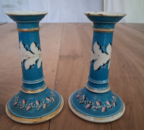 Paire bougeoir porcelaine - paire,