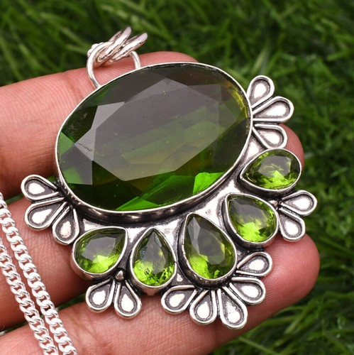 Pendentif péridot argent - pendentif, en