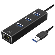 Adaptateur NOIR - USB 3.0 Réseau Gigabit Ethernet RJ45 + 3 ports USB 3.0 Advance