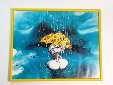 Ancien Cadre Diddl Sous La Pluie Officiel Vintage Rare No Peluche Feuille Bloc