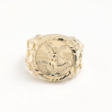 10K Or Mexicain 50 Pesos Centenario Pépite Chevalière 10K or Jaune Tout Taille