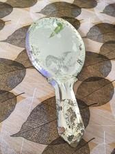 Ancien Miroir A Main Verre Biseauté Decors Aigle Ancre 1900 ( 411)