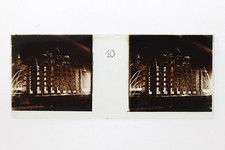 Paris la nuit Exposition coloniale 1931 Photo Stereo L2n7 Plaque Vintage