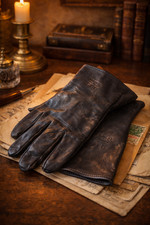 Gant ancien en cuir noir Sigle