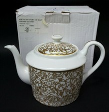 SUBLIME THEIERE 6 TASSES porcelaine RAYNAUD LIMOGES "SALAMANQUE" or blanc NEUVE