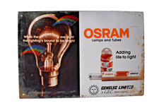 Rétro Industriel Éclairage Signe Osram Genelec Inde Métal Publicité Board 10x7
