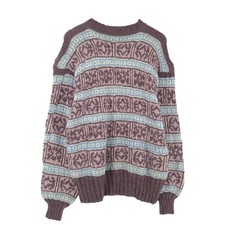 Pull Vintage Nordique Norvégien Fair Isle En Laine Femme Dc8 Taille M