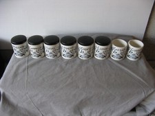 Lot de 8 pots à épices ancien décors fleur bleu vers 1960-70 Sarreguemines