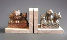 Jolie Paire De Serre Livres En Régule Paniers Chiens Et Chats