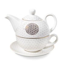 Ensemble pour le thé - Théière et tasse. Motif Fle