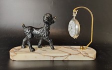 Porte-montre à gousset vintage - Chien Caniche sur marbre blanc Régule Art Deco