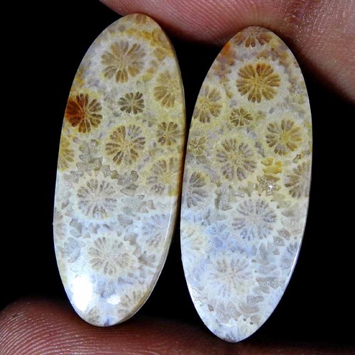 Paire ovale cabochon - , pierre