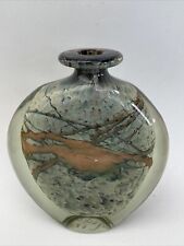 Vase/flacon, verre, Michele LUZORO, signé, inclusion dorure, H : 13,5 cm