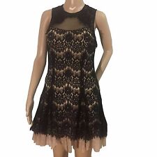 Betsy & Adam  Short Overlay Lace Party Dress Fit & Flare in Black, Size 6