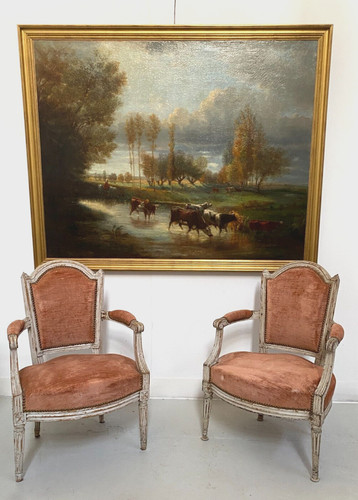Paire fauteuils louis xvi - fauteuils,