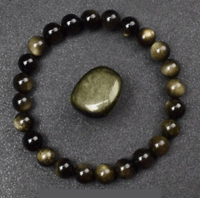 Bracelet de perles Obsidienne dorée en pierre Naturelle, Sur mesure Homme Femme