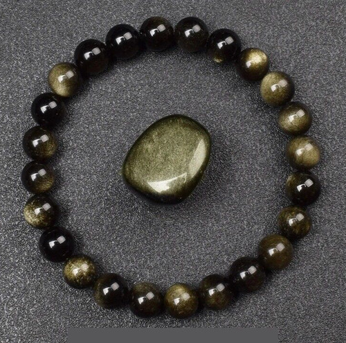 Bracelet perles obsidienne - bracelet, de