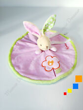 Doudou Plat/Mouchoir Rond Lapin Beige Rose Vert Fleur Orange Pois Blancs - Kaloo
