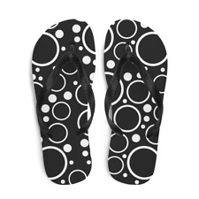 Unisex Cool Circles On Black Print Fun Flip Flops Slippers Sandals Thong Shoes