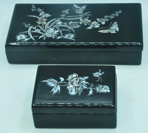 Black lacquered wooden - 2, boxes