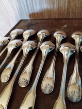 12 Petites Cuillères Filet/Coquille Orfèvrerie Argental en Métal Argenté