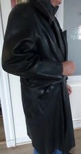 LONG MANTEAU DE CUIR NOIR POUR HOMME TAILLE 52 MODE COREE DU NORD