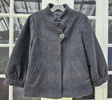 VINTAGE MANTEAU GRIS DOUBLÉ COURT FORME TRAPÈZE NAF NAF T 40 2 POCHES