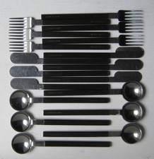 18 couverts vintage Air France designer Raymond Loewy manche marron