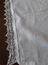 ancien tissu fin dentelle au carreau jours main @curtain old