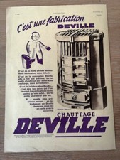Publicité de 1935 Chauffage DEVILLE - Poële en fonte - cheminée Halla X - 2558