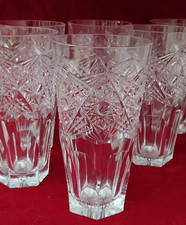 6 VERRES à ORANGEADE en CRISTAL TAILLE, Haut 13 cm - BACCARAT, SAINT LOUIS ?