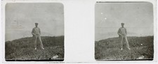 Homme Paysage Mode c1925 Photo Plaque de verre Stereo Vintage V34L2n
