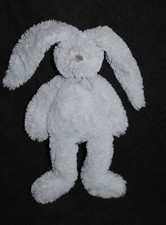 Doudou lapin bleu gris DIMPEL fourrure écharpe 30 Cm + 18 Cm oreilles TTBE