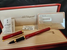 Stylo Roller Dupont Classique Laque de Chine Rouge marbré & plaqué Or NEUF