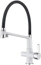 IBERGRIF M22127W-2 Robinet de Cuisine avec Bec Flexible, Mitigeur Noir/Blanc 