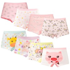 Culotte Fille Coton Boxer Enfant Lot de 8 Animaux Imprimé Sous-vêtements Doux...