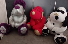 Lot 3 peluches doudous DOUGLAS Chien Argenté 2009 + Rouge 2010 + Blanc 2013  C69