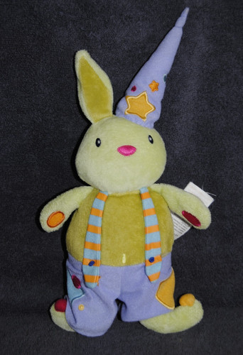 Doudou lapin clown - clown, vert