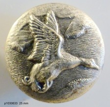 BOUTON  couleur  argent   :   CHASSE/VENERIE   CANARD /OIE  25 mm