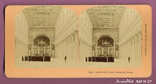VUE STÉRÉO ITALIE : ROME , INTÉRIEUR DE LA CATHÉDRALE ST PAUL, PRÊTRES  -H27