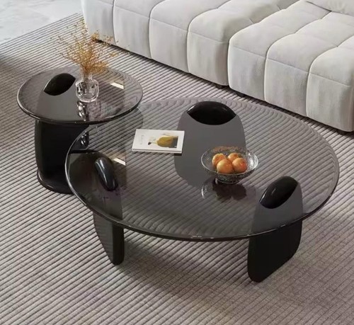 Duo table basse ronde verre - table,