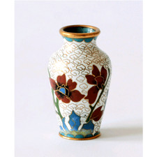Vase Cloisonné Métal Cuivre Chinois Oriental Ancien Vieux Antique H.5cm