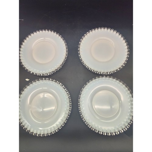 Fenton silver crest milk glass - silver,