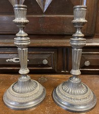 Paire de Bougeoir Bronze Argenté XIXeme Armand Frenais Orfèvre Paris Argenterie