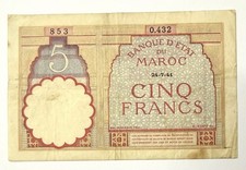 Billet Banque 5 Francs 1941 Maroc ?? REF85892