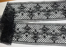 DENTELLE ANCIENNE -  GUIPURE noire - 1.80 m fin XIXème